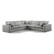 Meridian Furniture Comfy Grey Linen Textured Fabric 5-Pc. Modular Sectional