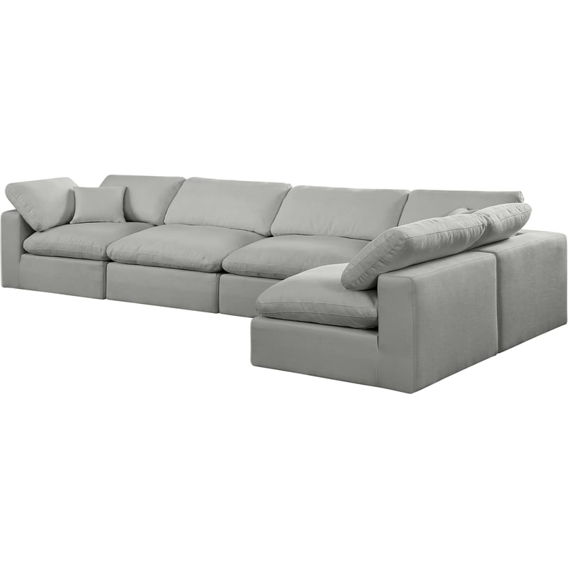 Meridian Furniture Comfy Grey Linen Textured Fabric 5-Pc. Modular Sectional