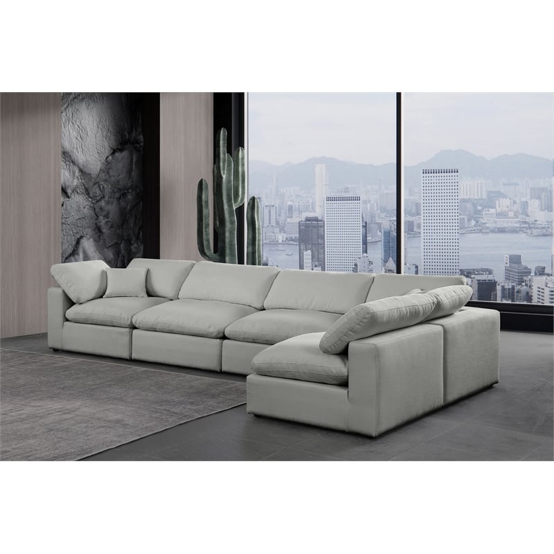 Meridian Furniture Comfy Grey Linen Textured Fabric 5-Pc. Modular Sectional