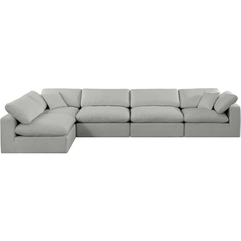 Meridian Furniture Comfy Grey Linen Textured Fabric 5-Pc. Modular Sectional