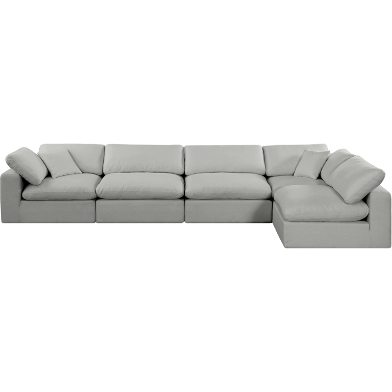 Meridian Furniture Comfy Grey Linen Textured Fabric 5-Pc. Modular Sectional