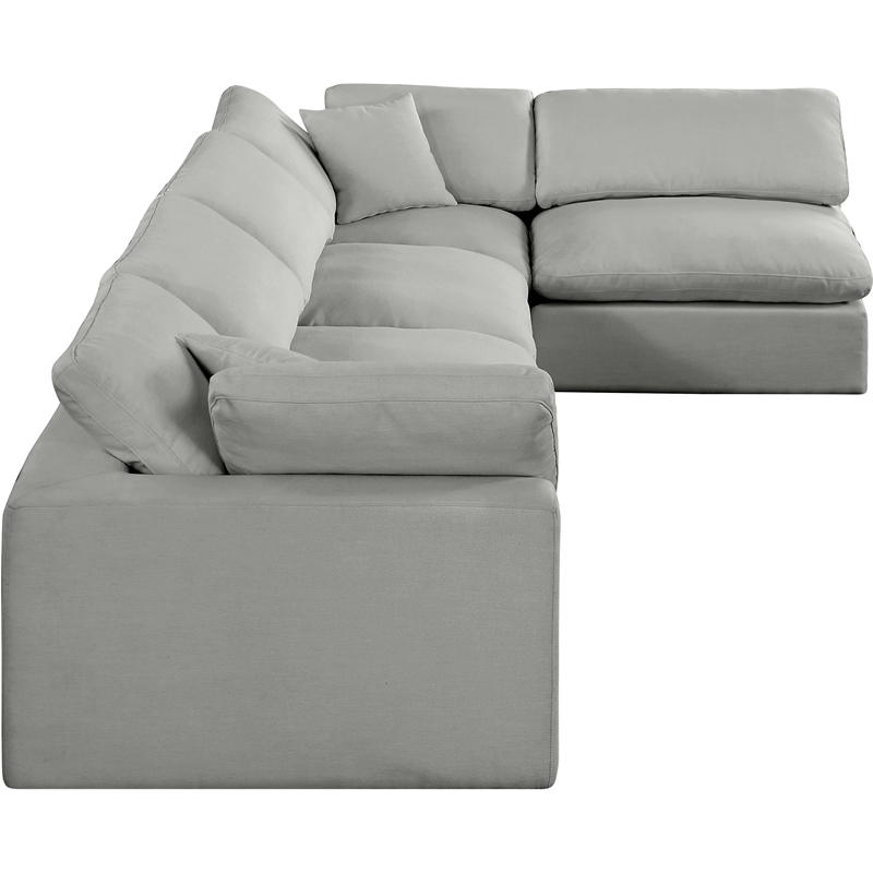 Meridian Furniture Comfy Grey Linen Textured Fabric 5-Pc. Modular Sectional