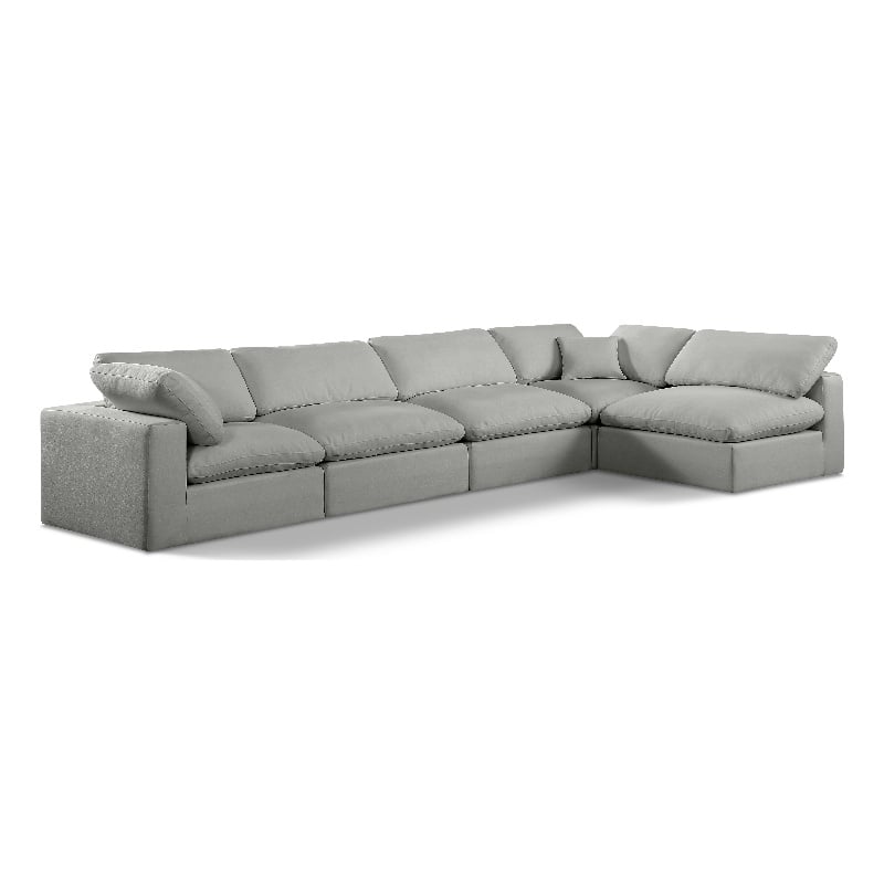 Meridian Furniture Comfy Grey Linen Textured Fabric 5-Pc. Modular Sectional