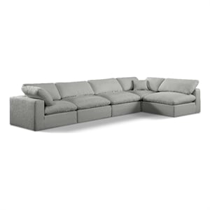 Meridian Furniture Comfy Grey Linen Textured Fabric 5-Pc. Modular Sectional