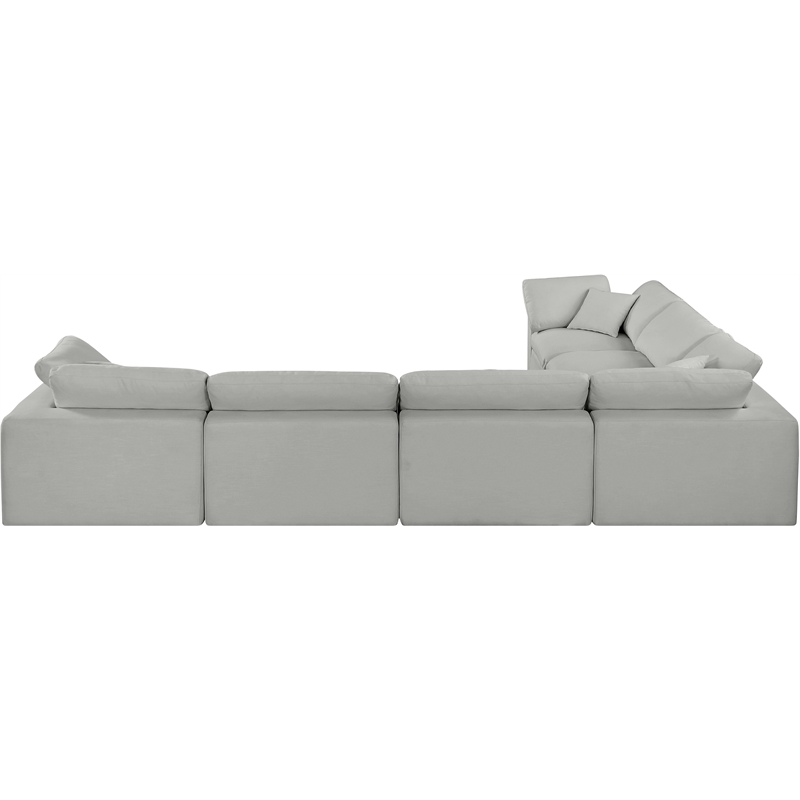 Meridian Furniture Comfy Grey Linen Textured Fabric 6-Pc. Modular Sectional