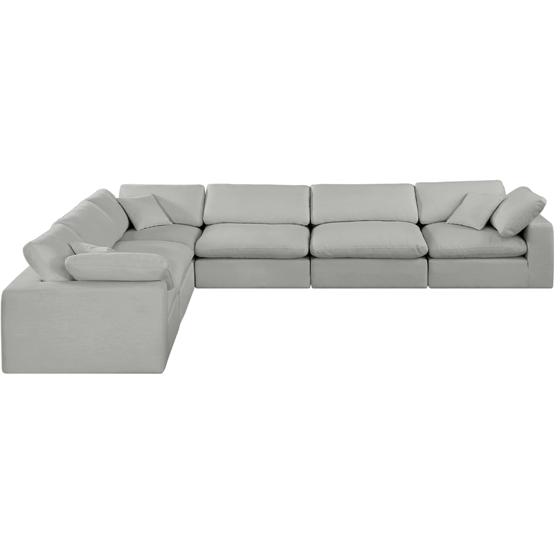 Meridian Furniture Comfy Grey Linen Textured Fabric 6-Pc. Modular Sectional