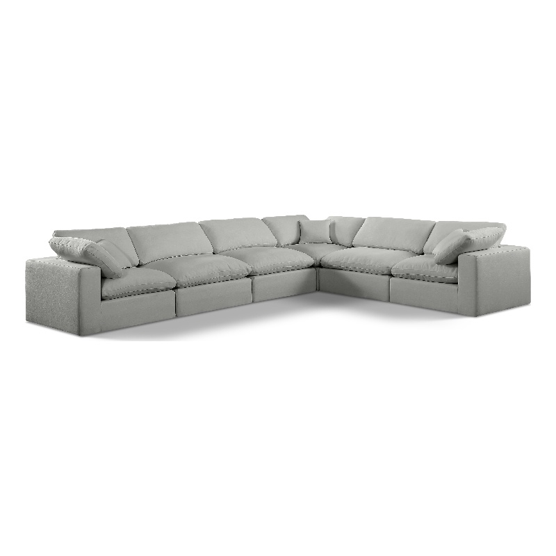 Meridian Furniture Comfy Grey Linen Textured Fabric 6-Pc. Modular Sectional