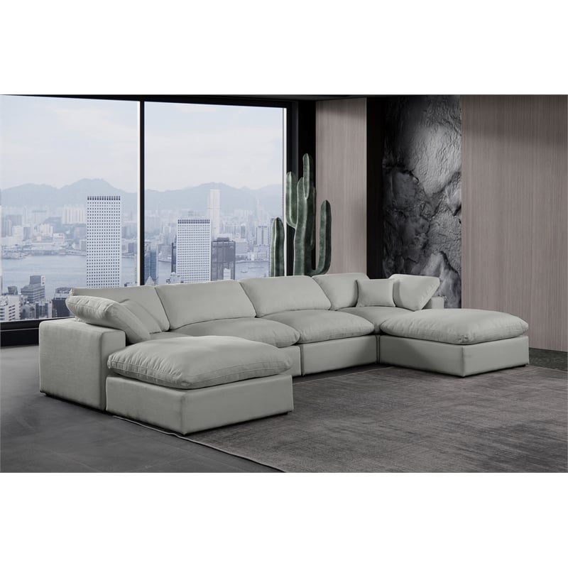 Meridian Furniture Comfy Grey Linen Textured Fabric 6-Pc. Modular Sectional