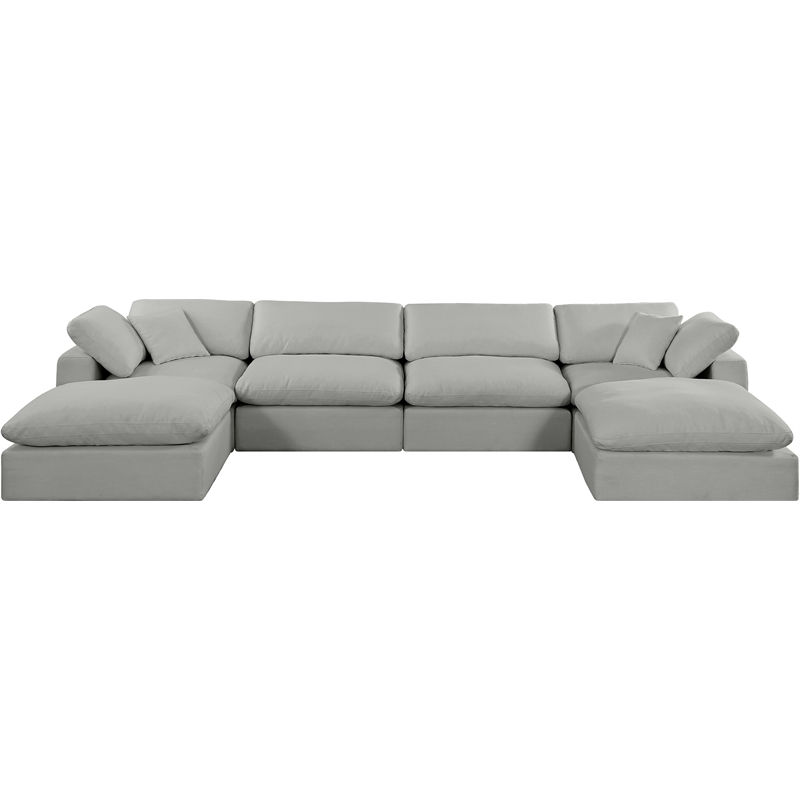 Meridian Furniture Comfy Grey Linen Textured Fabric 6-Pc. Modular Sectional