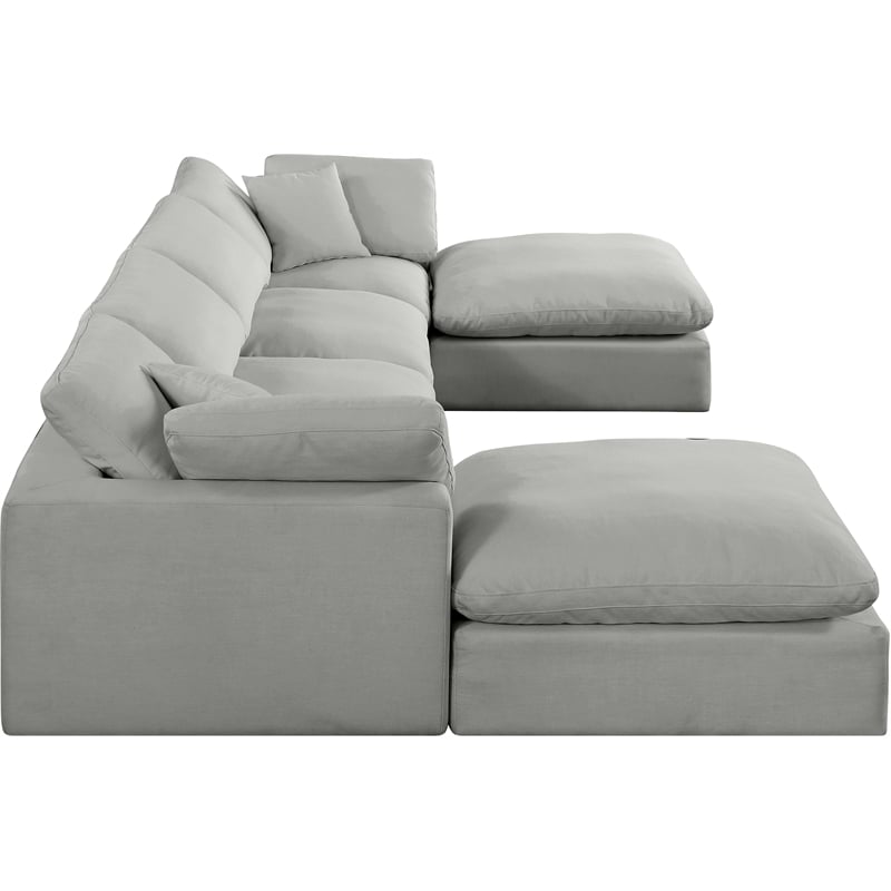 Meridian Furniture Comfy Grey Linen Textured Fabric 6-Pc. Modular Sectional