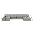 Meridian Furniture Comfy Grey Linen Textured Fabric 6-Pc. Modular Sectional