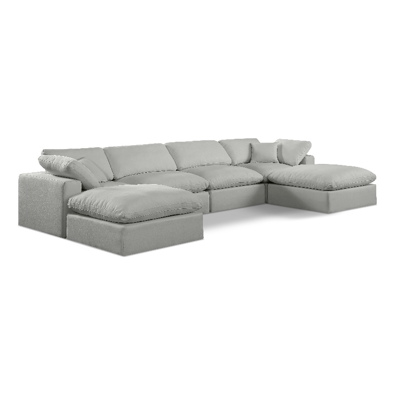 Meridian Furniture Comfy Grey Linen Textured Fabric 6-Pc. Modular Sectional