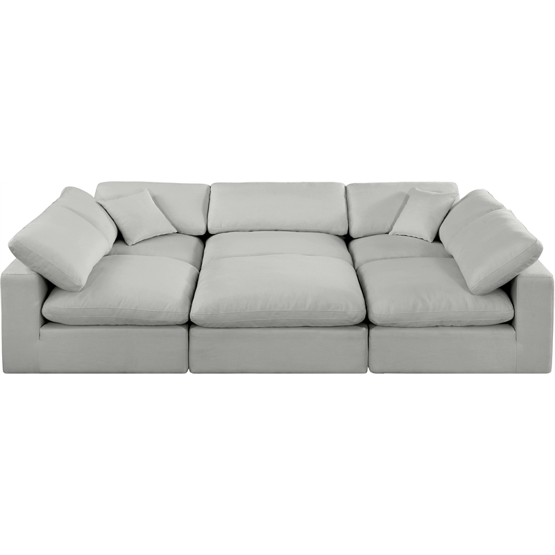 Meridian Furniture Comfy Grey Linen Textured Fabric 6-Pc. Modular Sectional