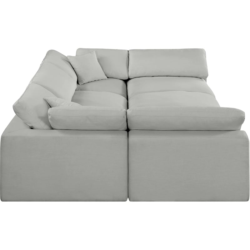 Meridian Furniture Comfy Grey Linen Textured Fabric 6-Pc. Modular Sectional