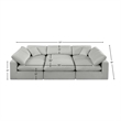 Meridian Furniture Comfy Grey Linen Textured Fabric 6-Pc. Modular Sectional