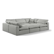 Meridian Furniture Comfy Grey Linen Textured Fabric 6-Pc. Modular Sectional