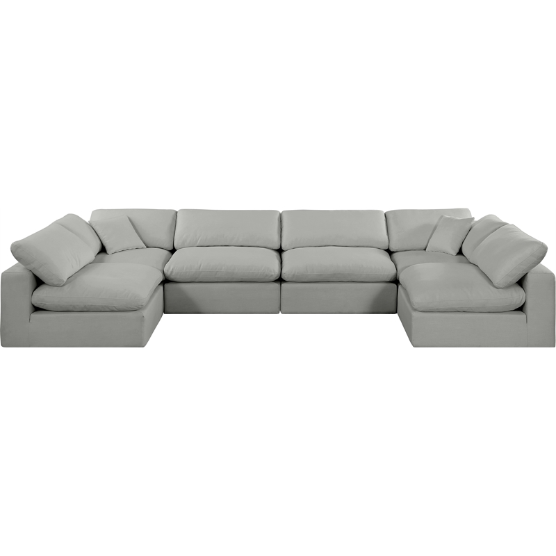 Meridian Furniture Comfy Grey Linen Textured Fabric 6-Pc. Modular Sectional