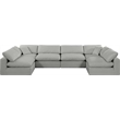 Meridian Furniture Comfy Grey Linen Textured Fabric 6-Pc. Modular Sectional