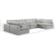Meridian Furniture Comfy Grey Linen Textured Fabric 6-Pc. Modular Sectional