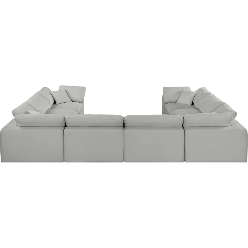 Meridian Furniture Comfy Grey Linen Textured Fabric 8-Pc. Modular Sectional