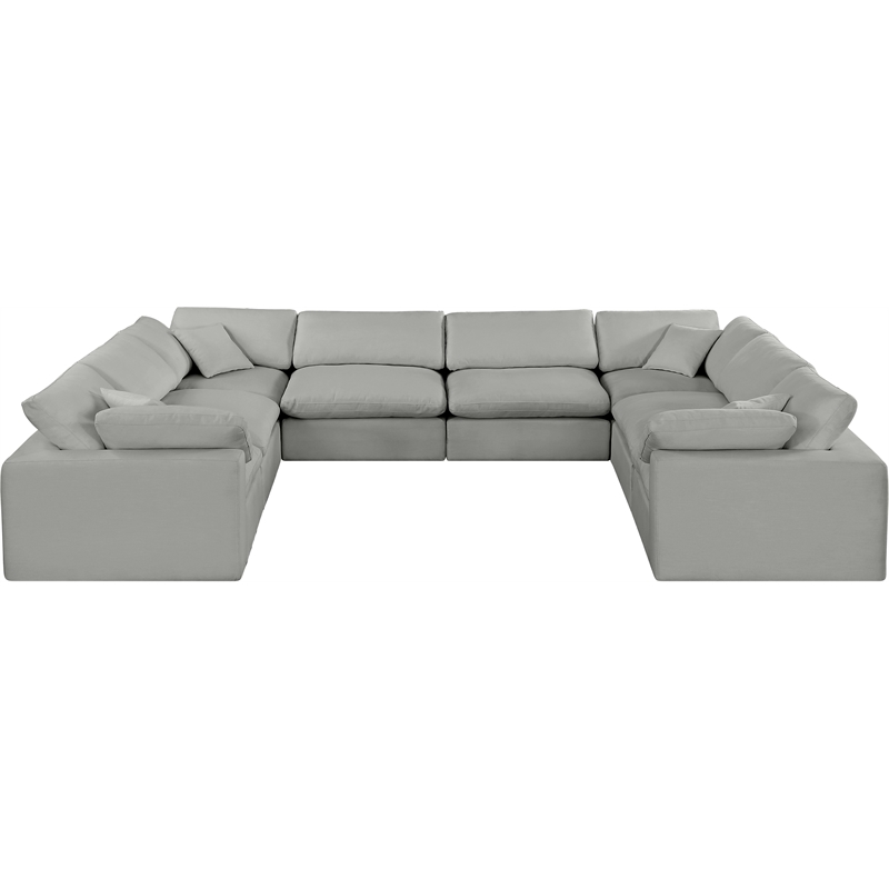 Meridian Furniture Comfy Grey Linen Textured Fabric 8-Pc. Modular Sectional