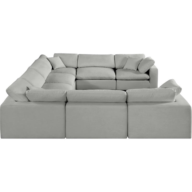 Meridian Furniture Comfy Grey Linen Textured Fabric 8-Pc. Modular Sectional