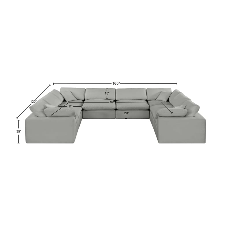 Meridian Furniture Comfy Grey Linen Textured Fabric 8-Pc. Modular Sectional