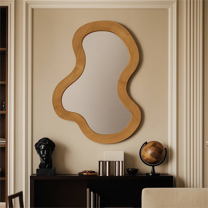 Meridian Furniture Oblique Oak Mirror