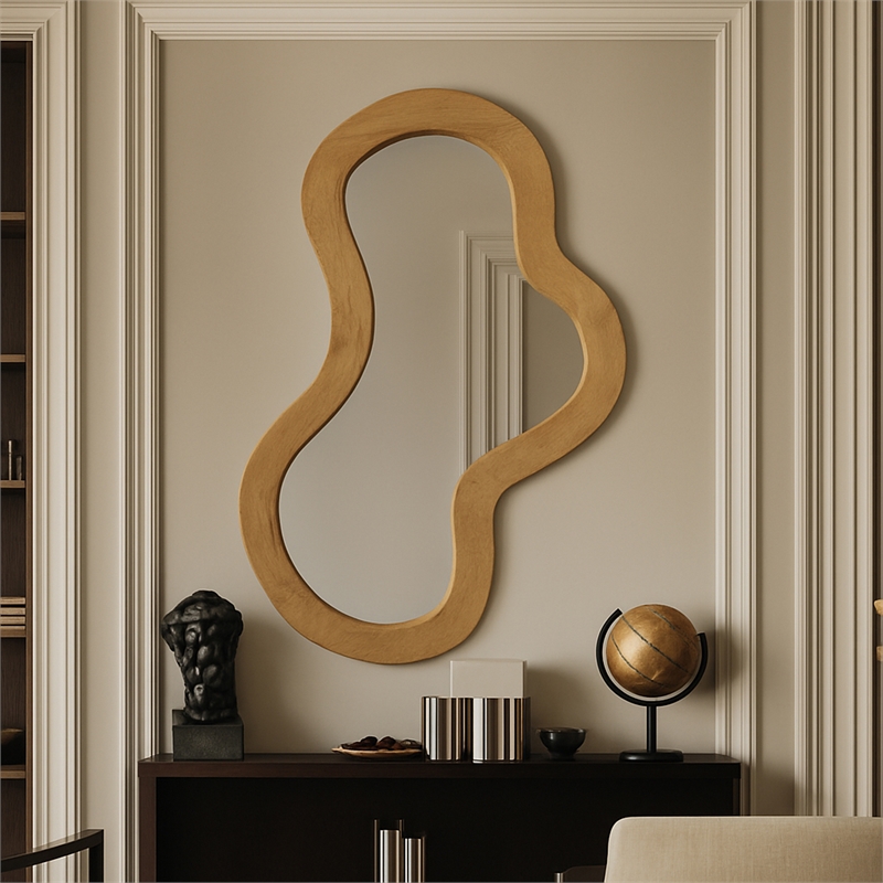 Meridian Furniture Oblique Oak Mirror