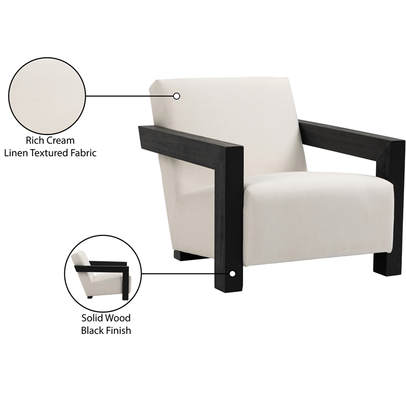 Meridian Furniture Ward Cream Linen Textured Fabric Accent Chair