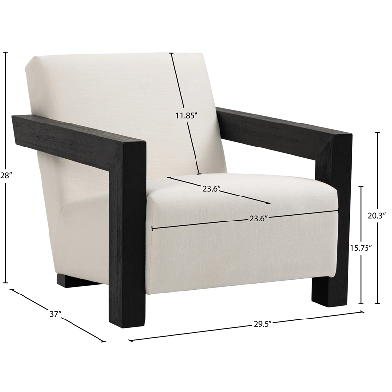 Meridian Furniture Ward Cream Linen Textured Fabric Accent Chair