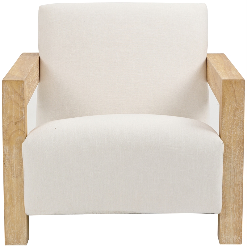 Meridian Furniture Ward Cream Linen Textured Fabric Accent Chair