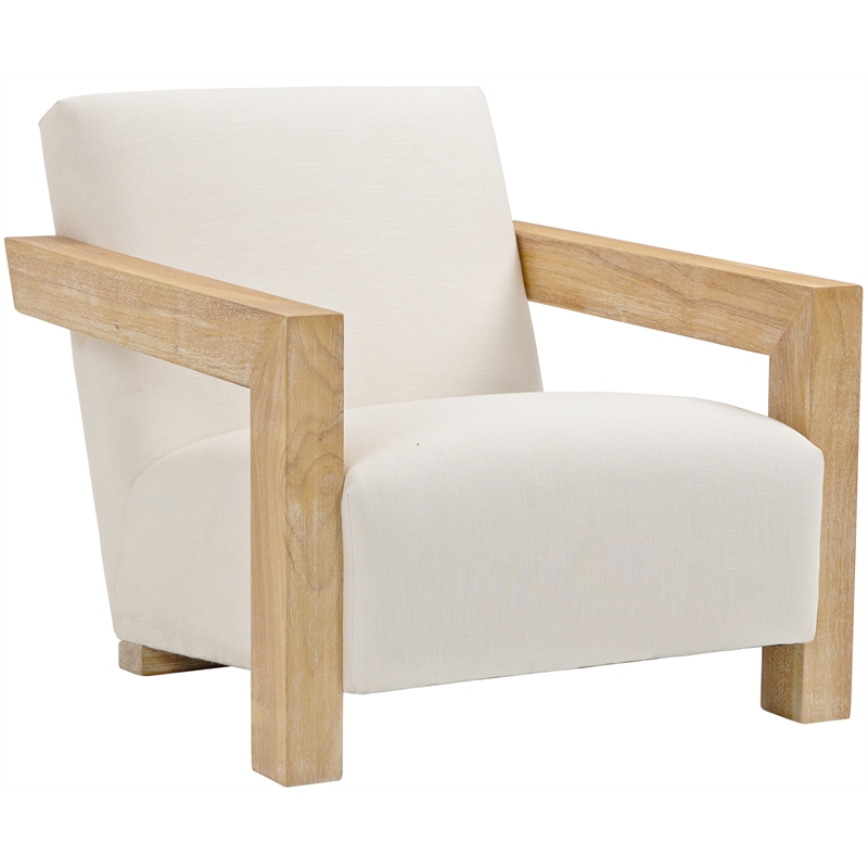 Meridian Furniture Ward Cream Linen Textured Fabric Accent Chair