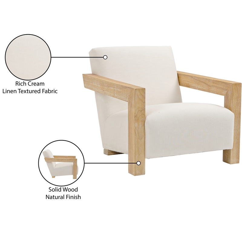 Meridian Furniture Ward Cream Linen Textured Fabric Accent Chair
