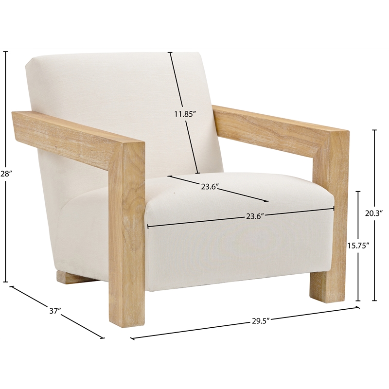 Meridian Furniture Ward Cream Linen Textured Fabric Accent Chair