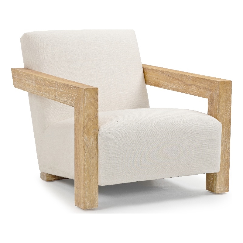 Meridian Furniture Ward Cream Linen Textured Fabric Accent Chair