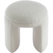 Meridian Furniture Bowen Cream Faux Shearling Teddy Fabric Ottoman/Stool