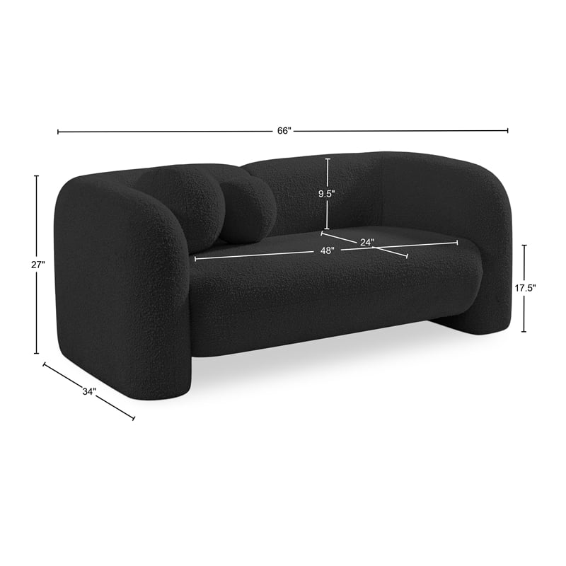 Meridian Furniture Emory Black Boucle Fabric Loveseat