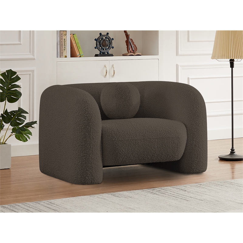 Meridian Furniture Emory Brown Boucle Fabric Chair