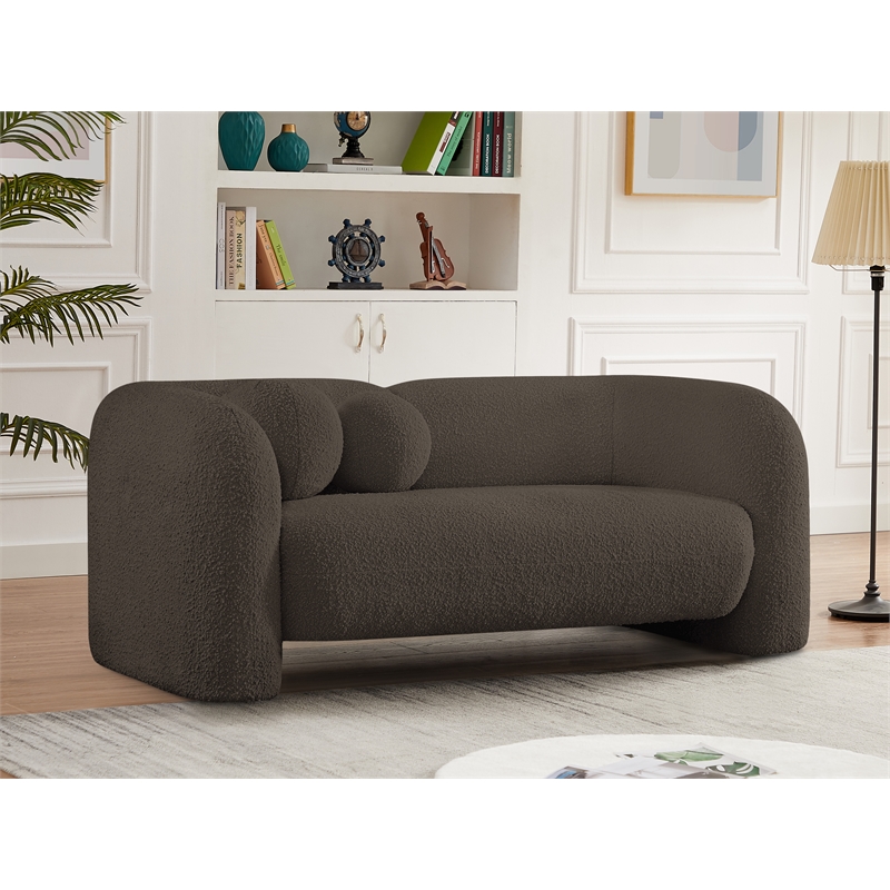 Meridian Furniture Emory Brown Boucle Fabric Loveseat