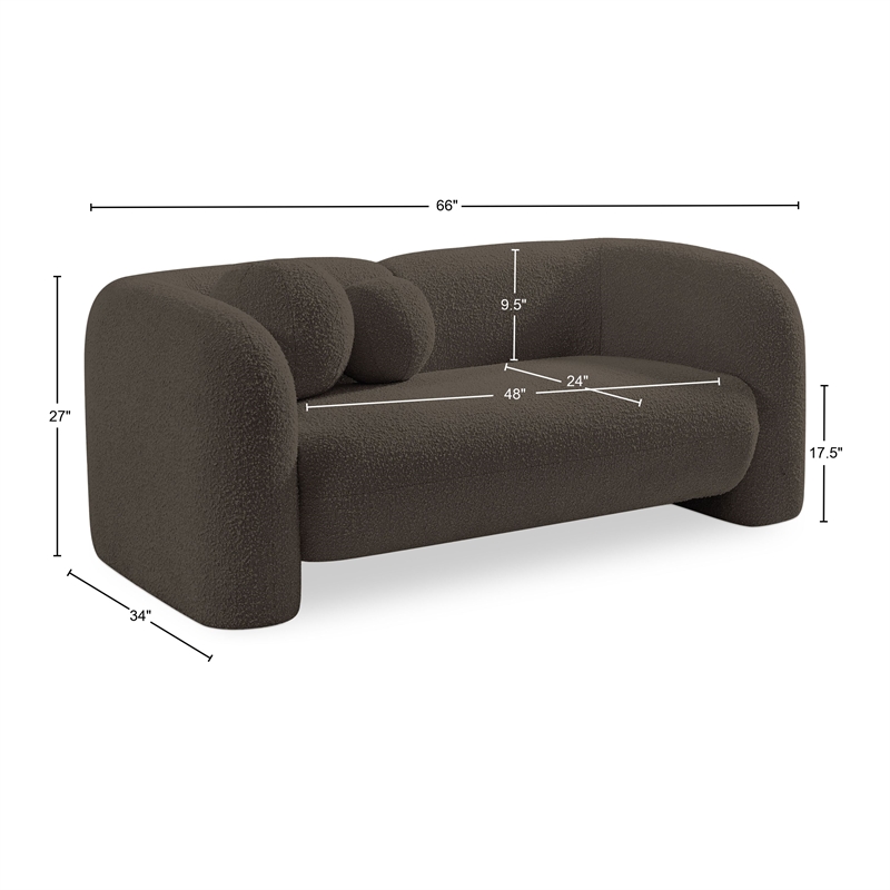Meridian Furniture Emory Brown Boucle Fabric Loveseat