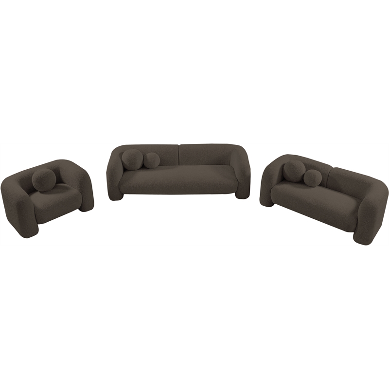 Meridian Furniture Emory Brown Boucle Fabric Sofa