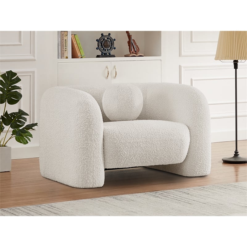 meridian furniture emory cream boucle fabric chair