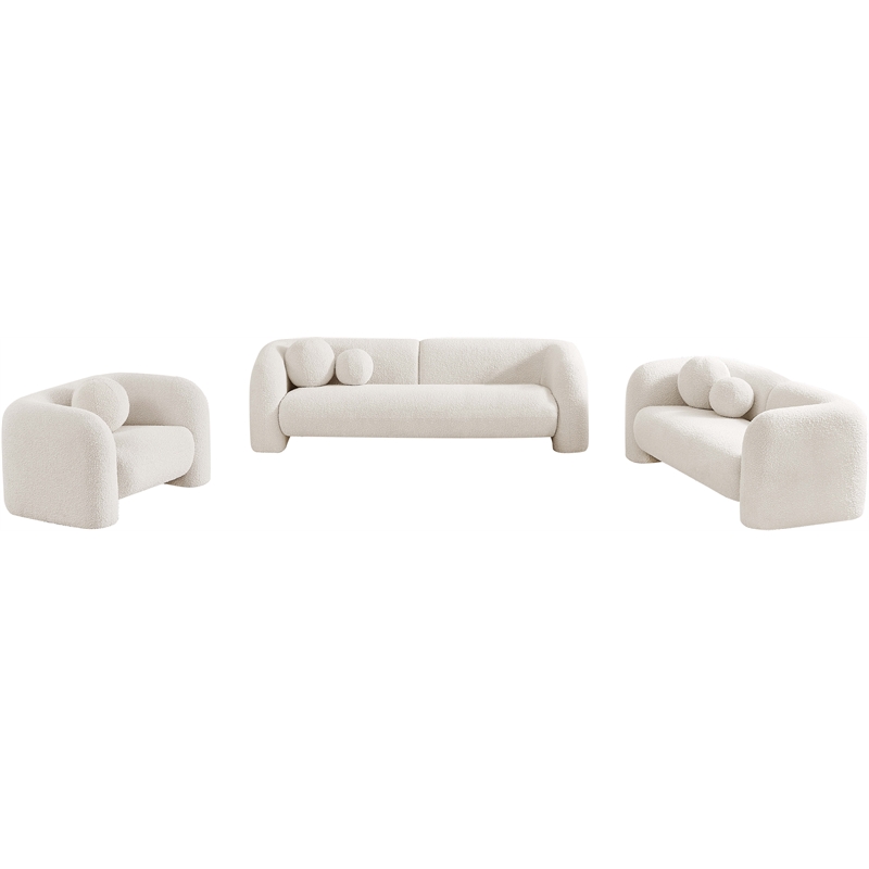 meridian furniture emory cream boucle fabric chair