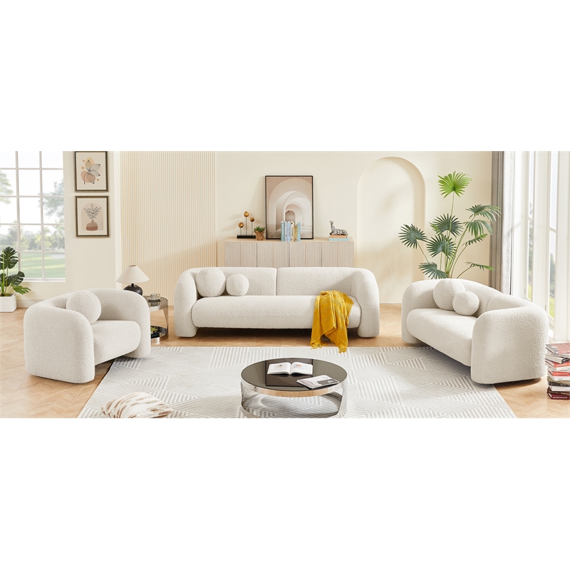 meridian furniture emory cream boucle fabric chair
