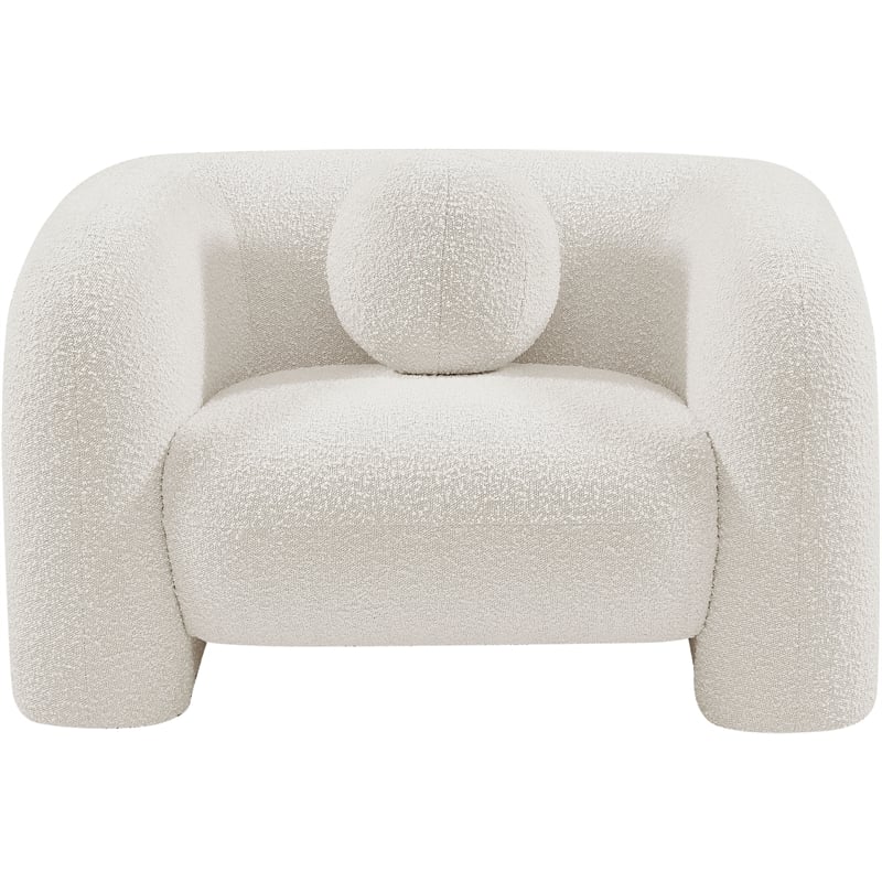 meridian furniture emory cream boucle fabric chair