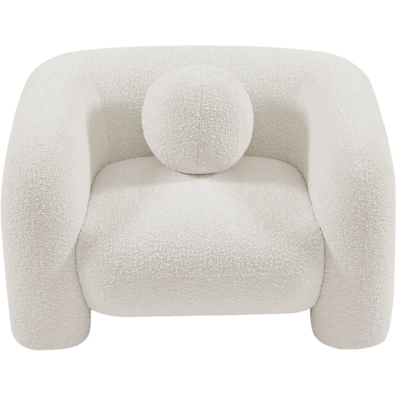 meridian furniture emory cream boucle fabric chair