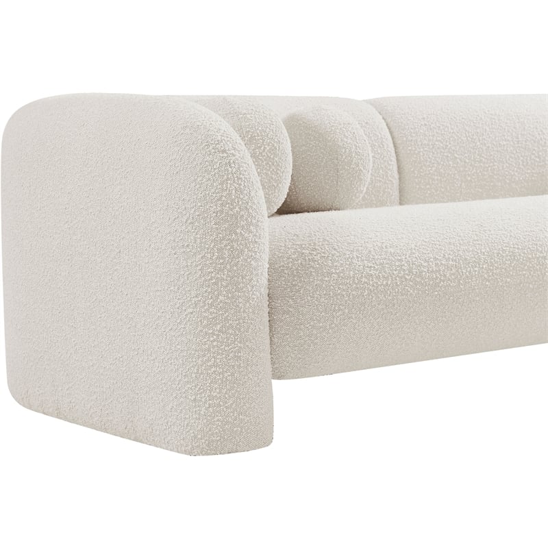 meridian furniture emory cream boucle fabric sofa