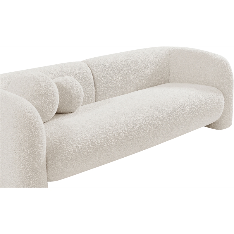 meridian furniture emory cream boucle fabric sofa