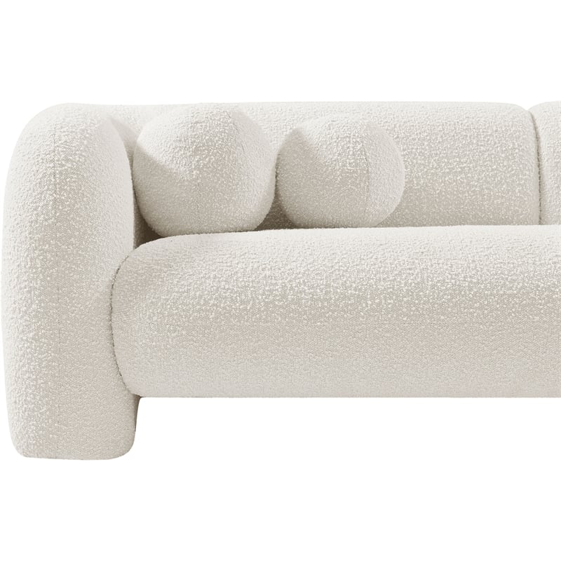 meridian furniture emory cream boucle fabric sofa